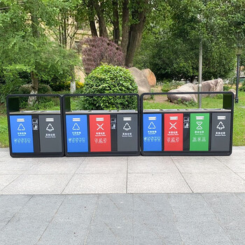 迪恩斯（DEANS）户外垃圾分类垃圾桶直投方桶大号两分类环卫垃圾箱市政室外公园小区广场商用果皮箱 镀锌板桶身+不锈钢投口
