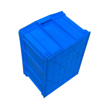 京云灿塑料周转箱长方形蓝色加厚可配盖熟胶箱货架物料收纳盒物流运输框465-280外520*380*285mm