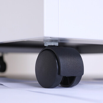 欧思泰文件柜钢制活动柜办公矮柜桌下带锁收纳柜二抽资料柜储物柜小柜子  白色圆弧二抽