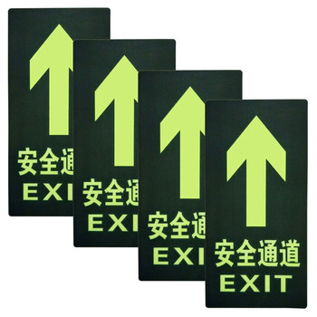 竹特 安全出口指示牌 夜光耐磨地贴 消防安全疏散标识指示牌 14.5*29cm(安全通道直行）企业定制