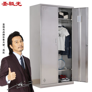 圣极光201不锈钢二门更衣柜带锁存储柜员工分类储物收纳柜G1493可定制