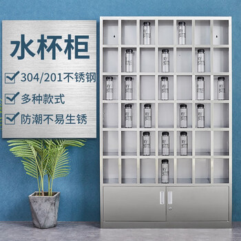 访客 FK 加厚存储柜水杯柜不锈钢工厂车间员工茶水柜碗柜储物柜置物架60格201B款