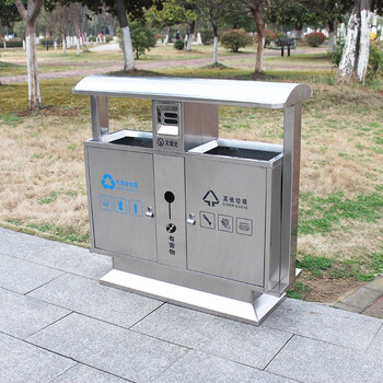 迪恩斯（DEANS）不锈钢垃圾桶两分类垃圾桶户外环卫垃圾箱大号商用室外小区街道果皮箱D-126