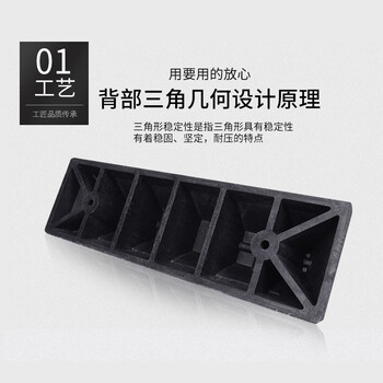 鸣固 停车定位器 挡车器车位车轮定位器止退器倒车限位器 橡塑加强款54*12*8.5cm