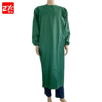 者也（ZYE）涂层防水耐磨罩衣耐油耐弱酸碱厨房水产养殖劳保大褂围裙 绿色 中号可定制