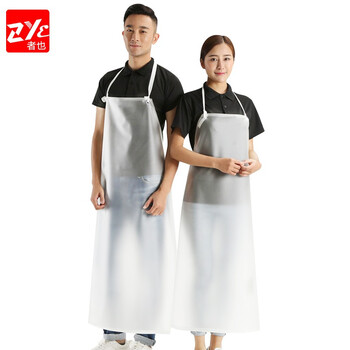 者也（ZYE）PVC防水围裙 加厚版+袖套 白色软膜透明耐酸碱围裙