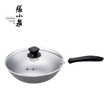 张小泉 原铁精铸炒锅30CM  玻璃盖炒锅电磁炉明火适用 家用炒菜锅 C30200100