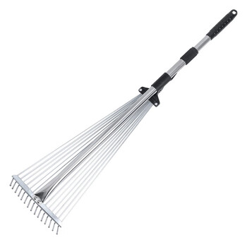 金诗洛 K517 草耙 落叶耙子 可伸缩不锈钢园林耙子钢丝耙 15齿不锈钢耙 