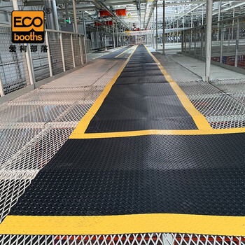 爱柯部落 PVC地垫 防滑防静电走道地垫地毯0.6×10m厚3mm钢板纹电阻燃PVC走道垫工厂车间黑色黄边可定制110891
