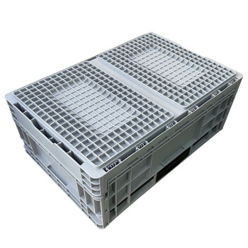 冰禹 BYA-207 加厚euo物流箱 塑料折叠式带盖周转箱 仓储零件盒工具箱 600*400*280mm(不带盖) 灰色 
