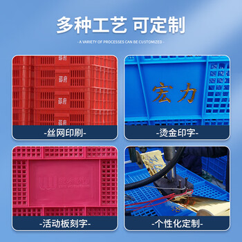 万迪诺加厚塑料周转筐 水果蔬菜收纳箱 长方形置物筐编织筐过滤篮 520*360*310mm（3号筐）