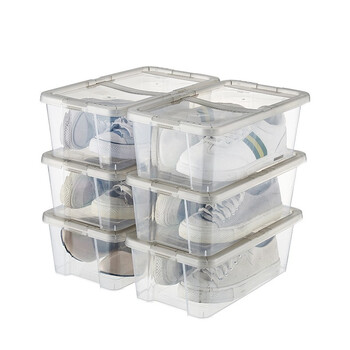 访客 FK 透明鞋盒塑料带盖收纳神器储物箱单层可叠加翻盖鞋盒多功能收纳盒小号