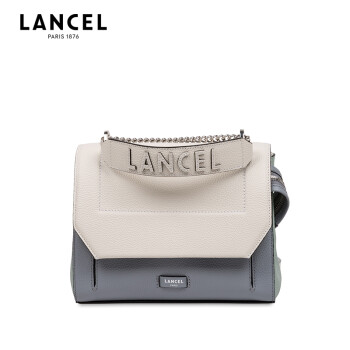 兰姿lancel 奢侈品女包 ninon系列 女士马尔代夫蓝拼色中号牛皮革单肩