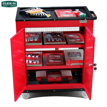 老A LAOA LA111808喷塑红色双开门网式工具推车790*650*380mm