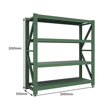 京度货架单层称重500kg四层可定制2000*2000*500军绿色仓储货架仓库置物架JD-HJ-500L03储物架