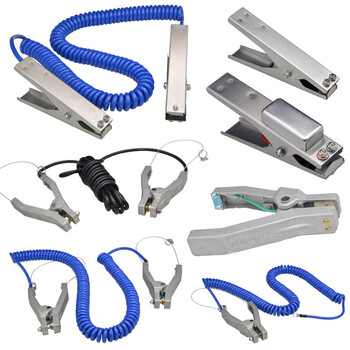 者也 静电接地夹 独立式静电接地钳 声光报警双头夹子+10米螺旋线