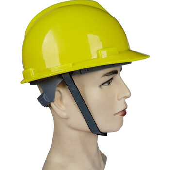 荣裕2003国标V字型PE安全帽 骑行头盔工地工程建筑电力施工防砸抗冲击头盔 黄色 定制