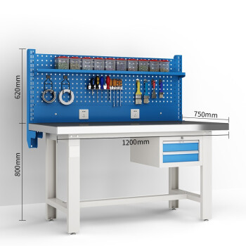 金兽工作台GC2899工具桌检验桌吊二抽带挂板棚板1.2米不锈钢台面