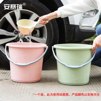 安赛瑞 塑料水桶 洗车桶 加厚手提水桶 13L 多功能清洁储水桶洗衣拖把桶 绿色 710916