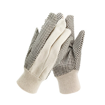 安美尚（ams）加厚帆布手套95G防滑耐磨滴塑手套点珠手套石油工地油田作业手套定做12双