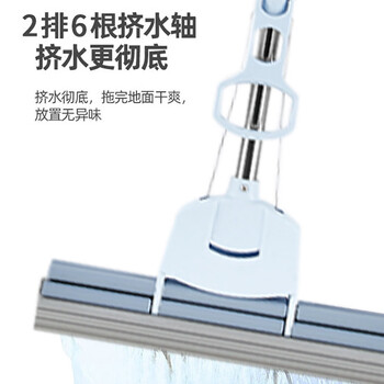 亿丽佳 滚轮式海绵拖把 吸水胶棉拖布 免手洗挤水式拖布 大号双排直杆38cm 10件/组 