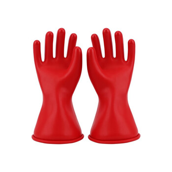 双安 5KV绝缘手套 0级带电作业乳胶绝缘手套  耐压1000V带电作业用防护手套  红色 10码1双