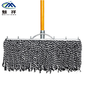 魅祥 木柄棉拖把平板吸水地拖平板宽头懒人拖布地板墩布 黑白线75cm