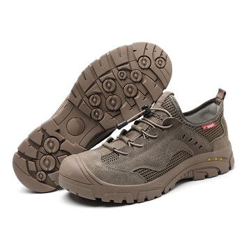 工品星GPX-X1 劳保鞋防砸防刺防滑耐曲折透气皮鞋夏季款安全防护鞋时尚 棕色 43