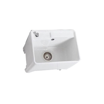 星期十阳台高脚陶瓷拖把池带腿拖布池落地式洗墩布池型号W8一键排污+入墙龙头带防溢水口42cm*30cm*40cm定制