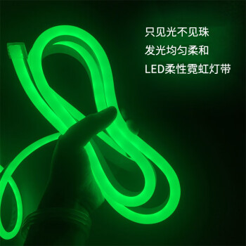 贝工 220V霓虹灯带 户外防雨淋工程亮化装饰用LED柔性灯带 6W/米 绿光 100米