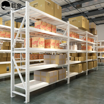 载象仓储货架置物架多层货物展示架钢制储物架仓库阳台铁货架子中型200*60*200=4层白色主架240kg