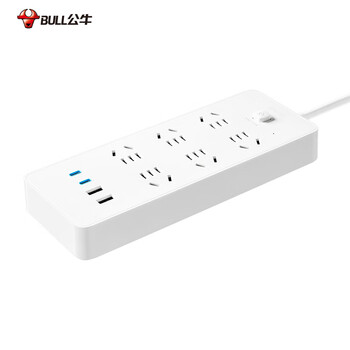 公牛（BULL）20W PD苹果快充插座/插线板/插排/接线板 Type-c口+USB口+6插孔 全长1.8米总控开关白色 GNV-U1206