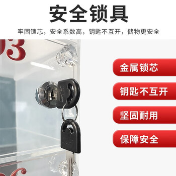 京度亚克力手机存放柜保管柜可挂墙收纳箱火种箱带锁透明手机柜存放箱6门300*300*180mm