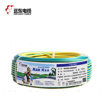 远东电缆 ZC-BV6阻燃C级铜芯单股单芯硬线 100米 双色【有货期非质量问题不退换】