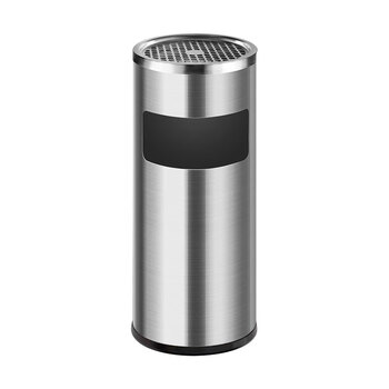 亿丽佳不锈钢烟灰缸酒店大堂垃圾桶立式宾馆带内桶商场桶箱电梯口垃圾桶吸烟灰柱灭烟桶（银色圆形桶） 