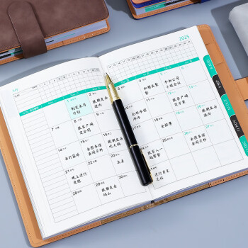 朗捷（longe）365天日程本每日计划本效率手册2025年日历记事本蛇年年历本笔记本本子定制 酒红/搭扣（2025年单本）