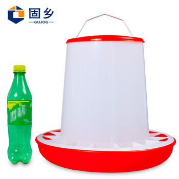 固乡 鸡饲料桶 鸡料槽食槽 鸡料筒 小鸡喂食器 鸡鸭鹅鸽子自动下料槽 养鸡饲料桶 【连体饲料桶可装8kg】