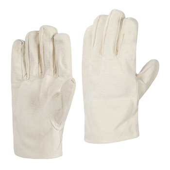 君御   2*4白帆布手套耐磨工作机械焊工施工搬运劳保手套 10副