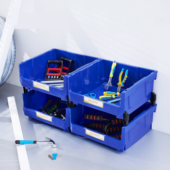 访客 FK 加厚零件盒塑料斜口组合式货架背挂零件盒工具物料分类盒5个装蓝色