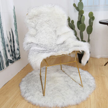 豫之韵 白色长毛绒地毯北欧卧室吊篮化妆梳妆台地垫椅子毛毯 米黄色60*120cm 需要定做