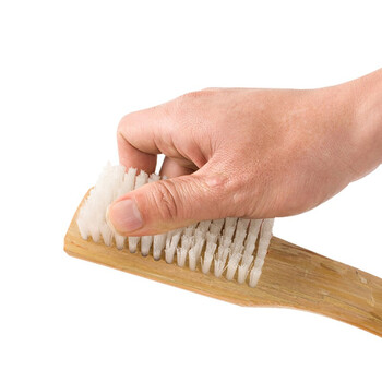 益美得 LSL8561 多功能竹柄硬毛清洁刷子洗鞋木柄刷子 【1把白色硬毛竹柄刷】