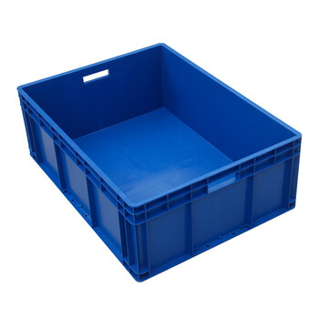 海斯迪克  EU周转箱塑料箱 汽配可堆式储物箱零件箱 蓝色带盖600*400*340