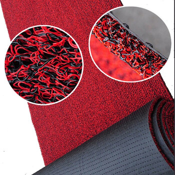 雅的 钉底pvc丝圈塑料地垫防滑入户进门脚踏垫门口门垫 黑红色 14MM厚 1.2*9米整卷价 单位：卷