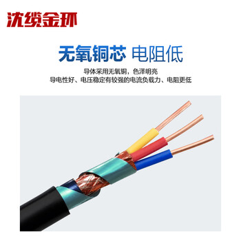沈缆金环 ZR-KVVP22-450/750V-3*1.5mm² 国标阻燃铜芯钢带铠装屏蔽控制电缆 1米
