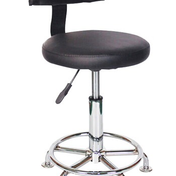 稳斯坦 员工凳 靠背脚钉款-黑色  圆凳实验室升降PU椅 工位设施  1把 WST210