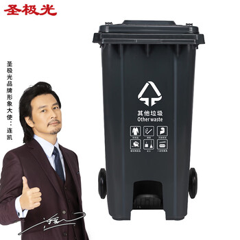 圣极光塑料垃圾桶240L分类款脚踩式小区物业大号垃圾桶可定制G1429灰色其他