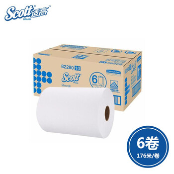 适高 Scott 商用大卷擦手纸176米有芯大盘大卷擦手纸 厕纸6卷/箱 商务酒店写字楼卫生间锁水擦手纸82280