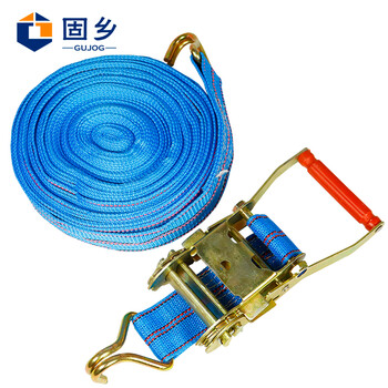 固乡 货车紧绳器捆绑带收紧器紧固带拉紧器汽车拖车绳捆绑带 双钩高密度【蓝色5cm宽15m长拉力3吨】
