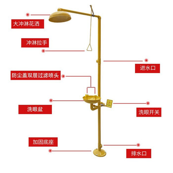 安小侠 洗眼器 304不锈钢ABS涂层 实验室验厂喷塑防腐复合式双口喷淋洗眼装置