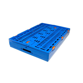 力王加厚大号可折叠塑料周转筐长方形收纳箱菜篮子框子物流周转箱收纳工业中转筐蓝白色熟料胶框600*400*340